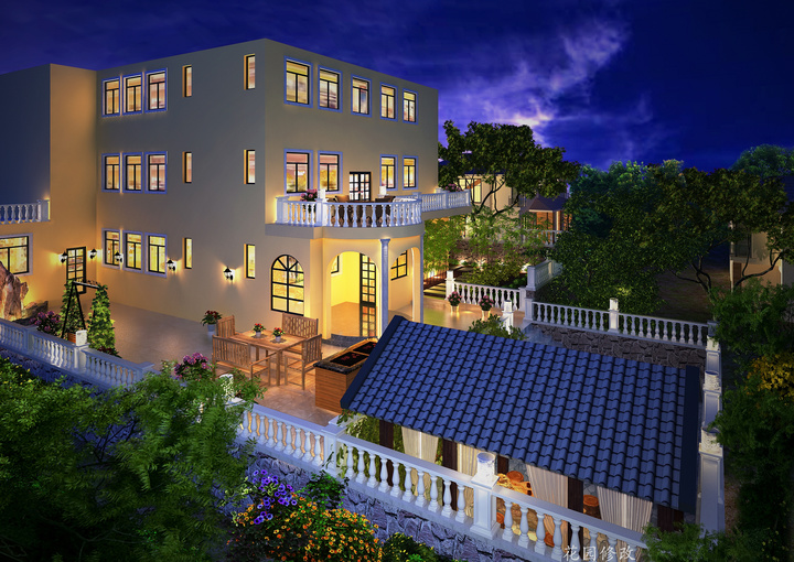 別墅效果圖，復古中式風格，大方清雅溫潤奢華