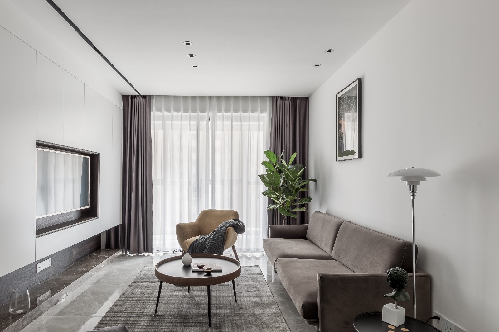 客廳窗簾裝修效果圖清新日光居、三口之家北歐極簡客廳設(shè)計(jì)圖片賞析