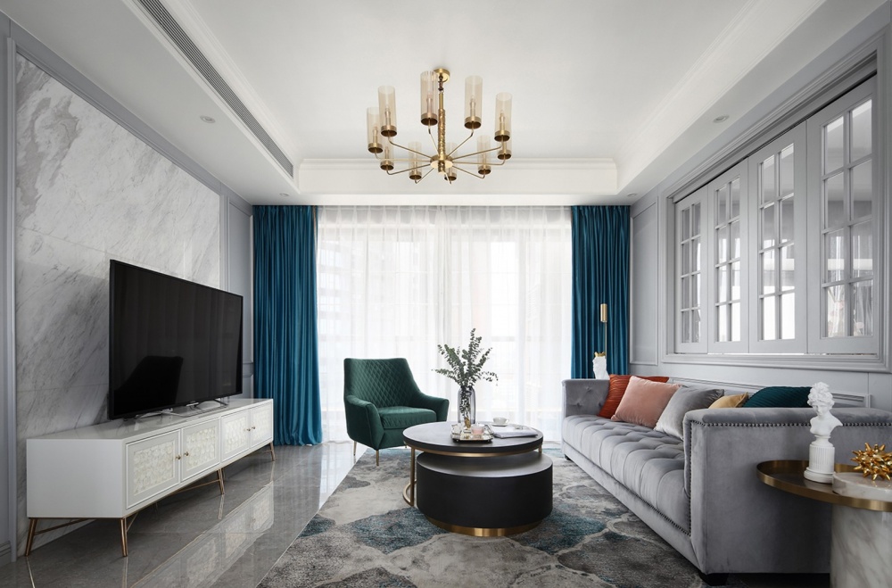 客廳窗簾裝修效果圖客廳“開(kāi)”窗，書(shū)房搭帳篷！美式經(jīng)典客廳設(shè)計(jì)圖片賞析