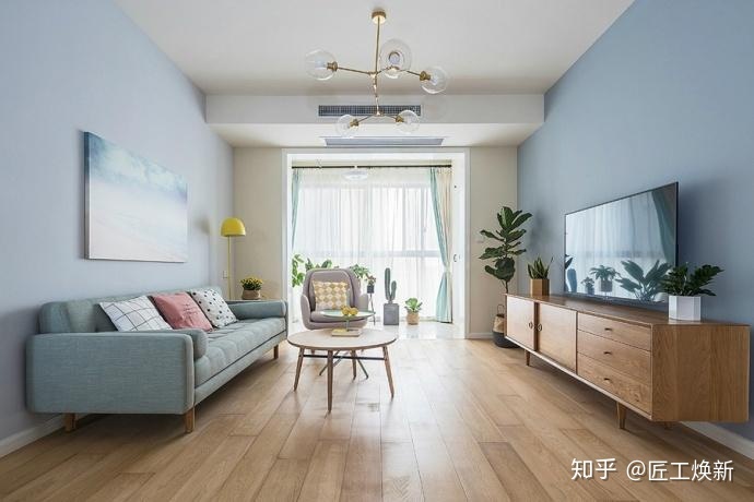 90㎡清爽北歐風(fēng)，淺藍(lán)空間，最喜歡半開(kāi)放式廚房設(shè)計(jì)