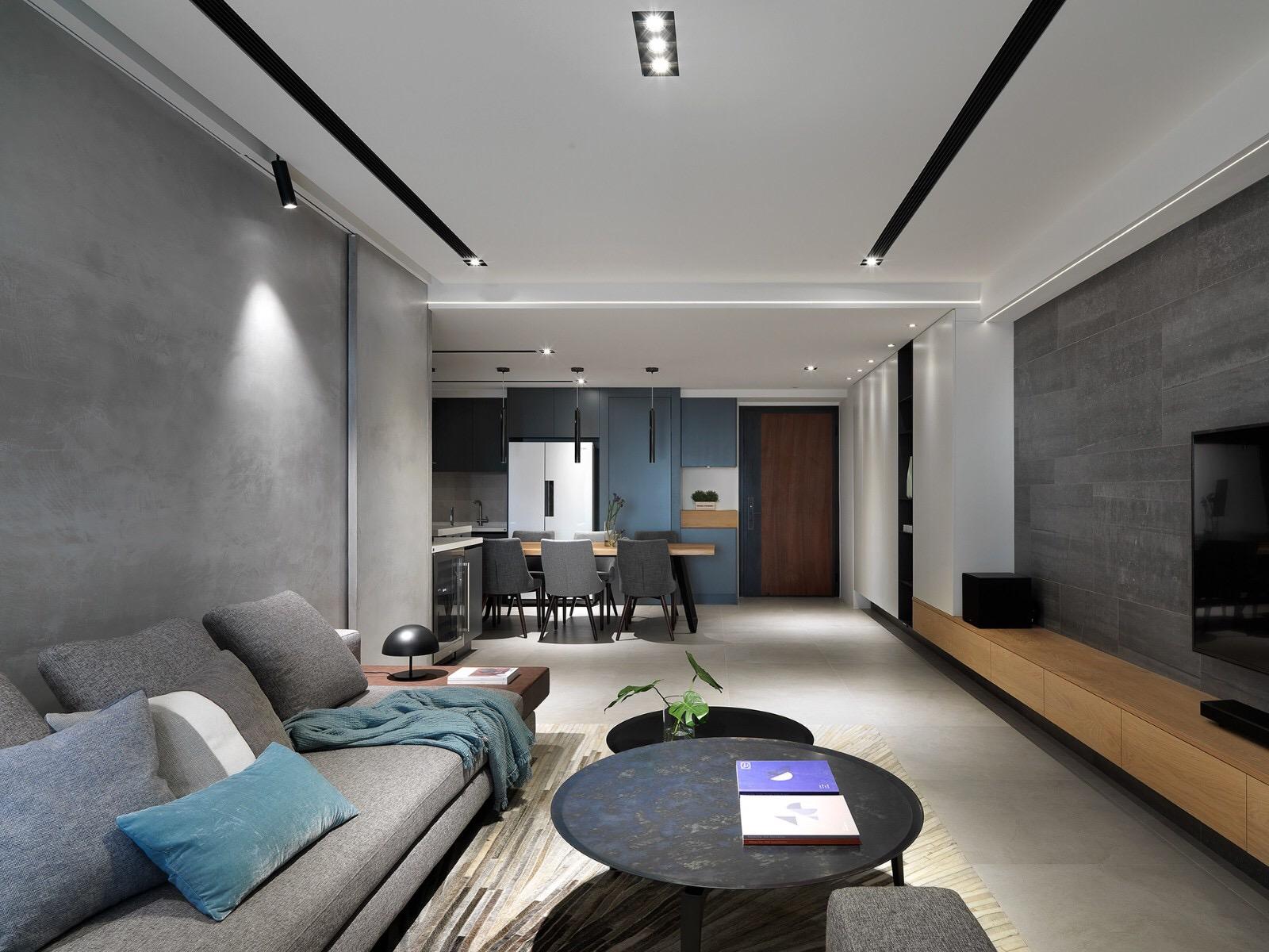 大戶型現(xiàn)代簡約風(fēng)，灰色與原木色搭配，客廳這樣裝更有質(zhì)感