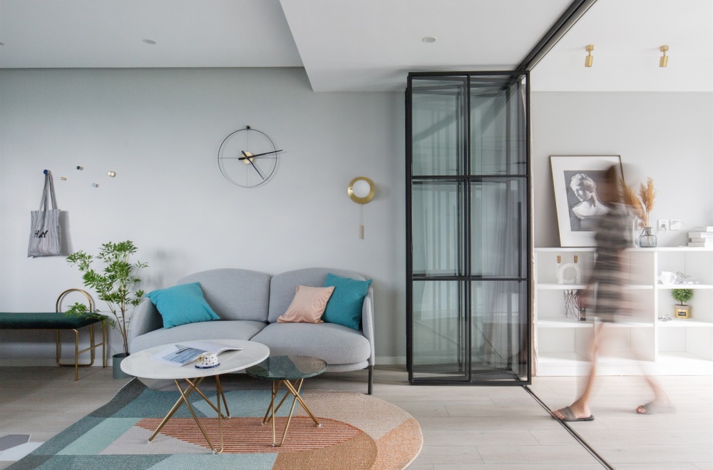 客廳裝修效果圖全屋聯(lián)動，一居兩居隨心變北歐極簡客廳設(shè)計圖片賞析