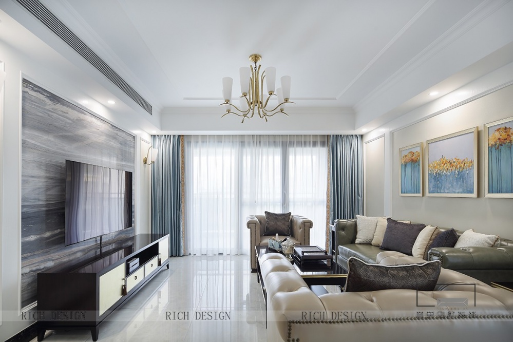 客廳窗簾裝修效果圖收容你漂泊靈魂中旅國際公館實(shí)景現(xiàn)代簡約客廳設(shè)計(jì)圖片賞析