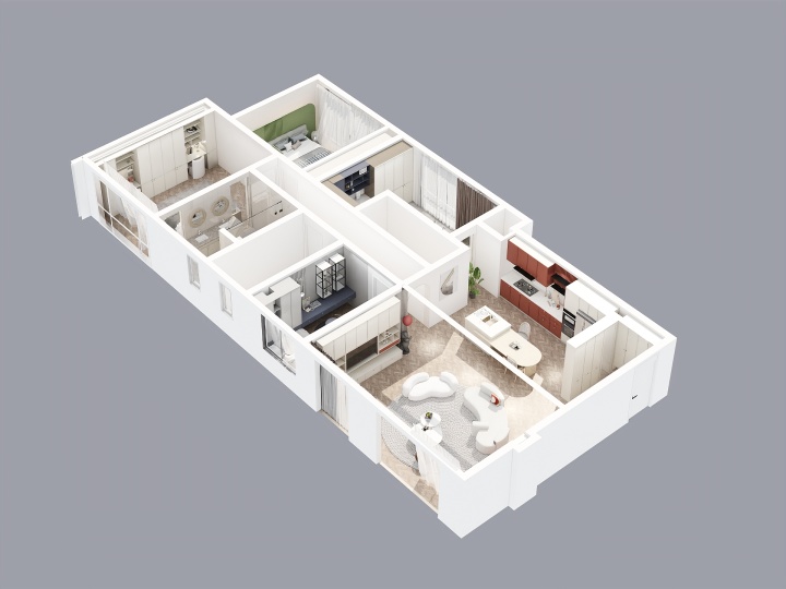 房間色彩藏格局，護墻梳妝臺衣柜換角度設計