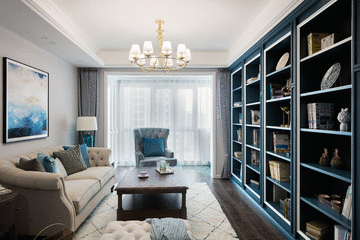 130㎡美式風(fēng)格四居，用一面墻的書柜，給生活以“詩(shī)和遠(yuǎn)方”~