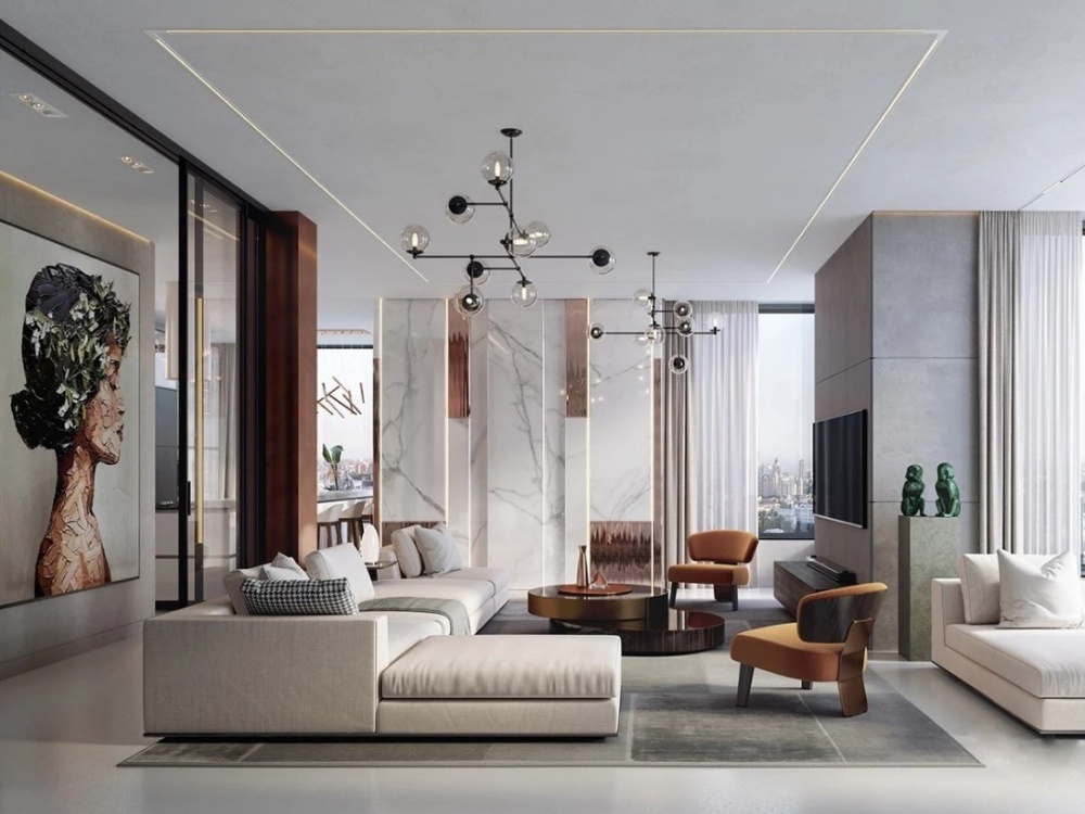 客廳沙發(fā)裝修效果圖意式極簡，簡約而不簡單現(xiàn)代簡約客廳設(shè)計圖片賞析