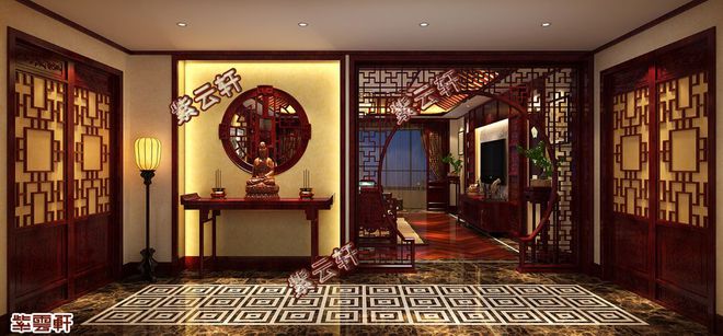 北京中式古典風格平層大宅裝修效果圖，高貴華美的生活品位