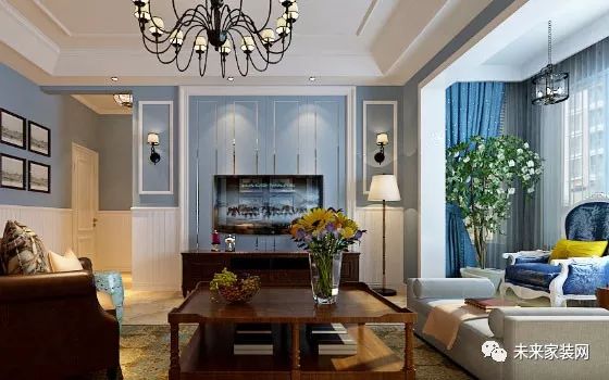 現(xiàn)代美式風格裝修效果圖，開放式廚房加臥室大飄窗，真羨慕！